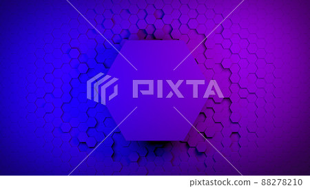 3d hexagon abstract background. Colored grid honeycomb texture digital futuristic surface. Technology, computers, network concept 88278210