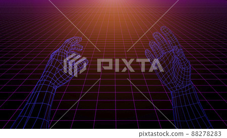 Metaverse background concept. 3D hands in virtual reality VR are connected in a big data sphere. Technology, artificial intelligence, business concept. Metaverse background concept. 3D hands in virtual reality VR are connected in a big data sphere. Technology, artificial intelligence, business concept. 88278283