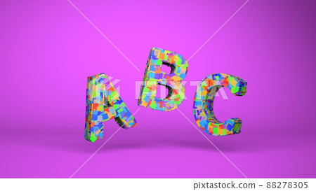 ABC alphabet. Children's bright colorful letters ABC in 3D on a colored background. Education, learning, reading concept ABC alphabet. Children's bright colorful letters ABC in 3D on a colored background. Education, learning, reading concept 88278305