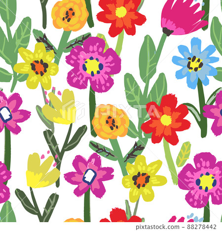 Seamless pattern with flowers on white background. - Stock Illustration ...