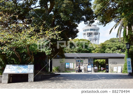 Enoshima Sea Candle (observation lighthouse) and Samuel Cocking Garden entrance in Fujisawa City, Kanagawa Prefecture Enoshima Sea Candle (observation lighthouse) and Samuel Cocking Garden entrance in Fujisawa City, Kanagawa Prefecture 88278494