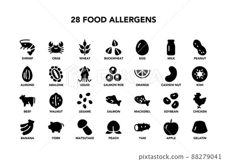28 種食物過敏特定原料的圖標集 88279041