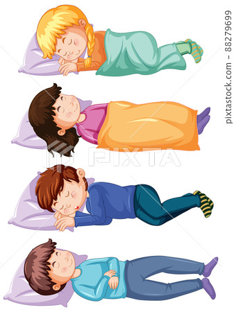 Set of children sleeping on the floor 88279699