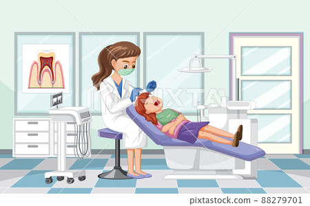Dentist woman examining patient teeth in clinic 88279701