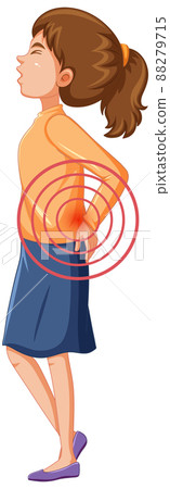 A woman lower back suffering from ankylosing spondylitis 88279715