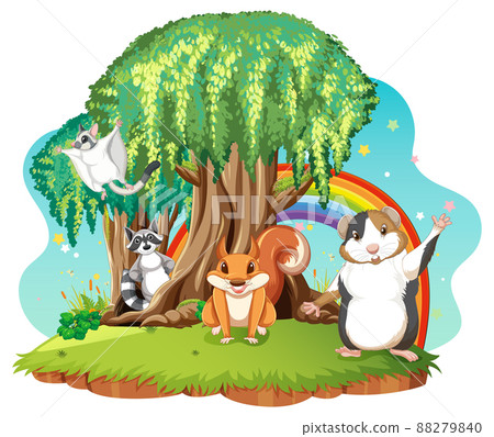 Isolated scene with different cute animals Isolated scene with different cute animals 88279840
