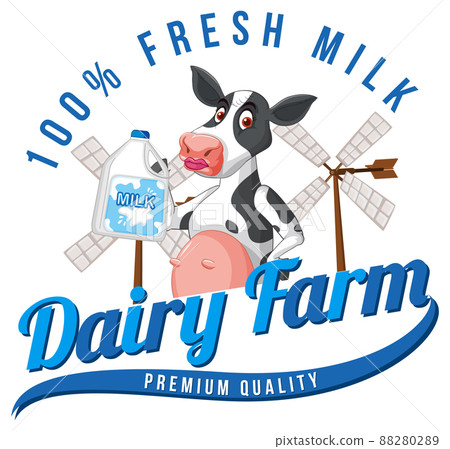 A cow with a Dairy farm label 88280289