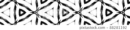 Black and white medallion Seamless Border Scroll. Geometric Watercolor Frame. Brilliant Seamless Pattern. Medallion Repeated Tile. Remarkable Chevron Ribbon Ornament. 88281192