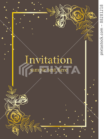 帶示例文字的玫瑰裝飾框背景模板--A4縱橫比 88281218