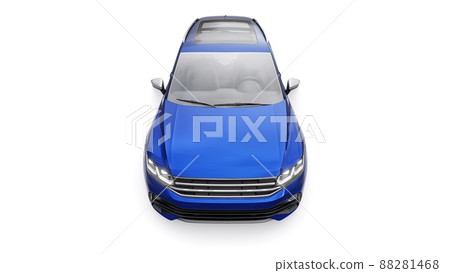 Compact blue sports city SUV for exciting driving, for work and family on a white isolated background. 3d rendering. 88281468