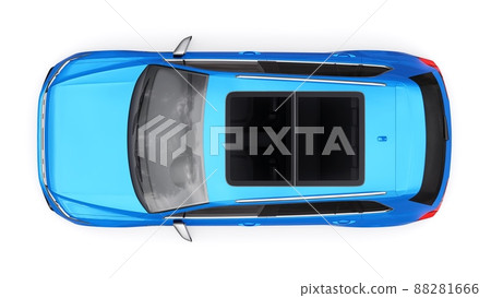 Compact blue sports city SUV for exciting driving, for work and family on a white isolated background. 3d rendering. Compact blue sports city SUV for exciting driving, for work and family on a white isolated background. 3d rendering. 88281666