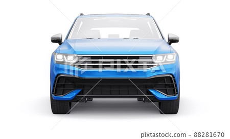 Compact blue sports city SUV for exciting driving, for work and family on a white isolated background. 3d rendering. 88281670