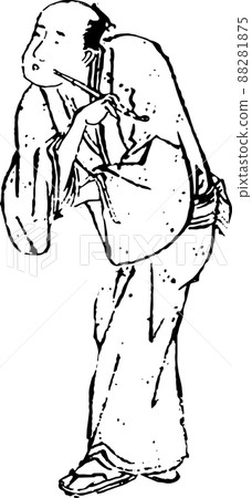 一個人一邊抽著煙管一邊走路 88281875