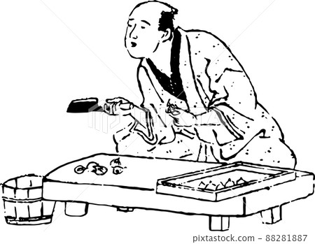A man peeling garlic while talking 88281887