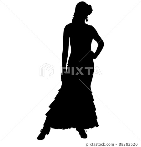 Black silhouette of flamenco dancer in beautiful dress Black silhouette of flamenco dancer in beautiful dress 88282520