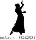 Black silhouette of flamenco dancer in beautiful dress 88282521