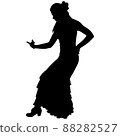 Black silhouette of flamenco dancer in beautiful dress 88282527