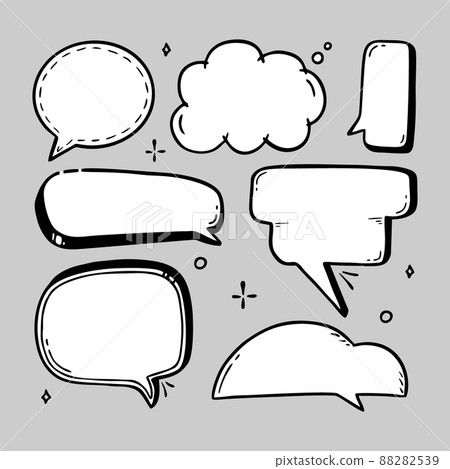 Comic speech bubble hand-drawn on a gray background in the style of a doodle Vector illustration bubble chat, message element. 88282539