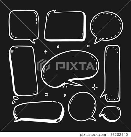 Comic speech bubble hand-drawn on a black background in the style of a doodle Vector illustration bubble chat, message element. 88282540