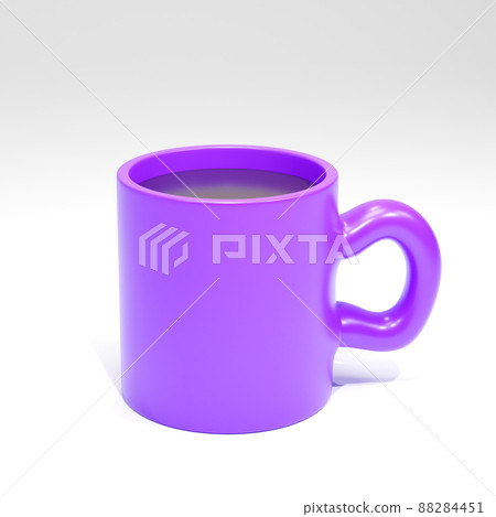 Cute cartoon coffee mug on white background. 3d icon render. 88284451