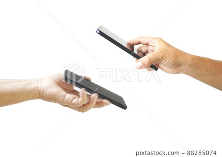 Hands using smartphones for scanning 88285074
