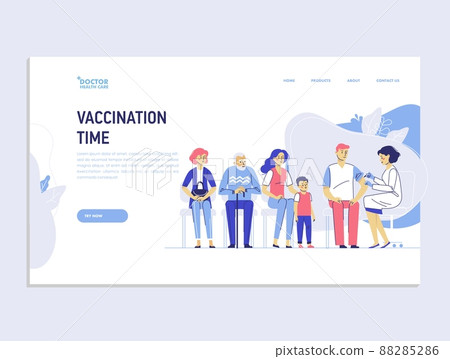 Web page template of people vaccination for immunity health. 88285286