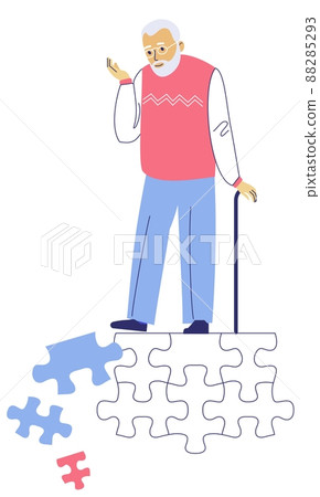 Dementia concept with memory loss of old man. Dementia concept with memory loss of old man. 88285293