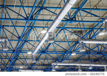Industrial factory ceiling with ventilation system, ventilation holes 88286778