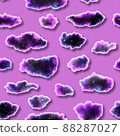 An illustration of abstract clouds with stars on a pink perforated surface. Seamless texture. 88287027