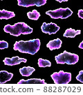 An illustration of abstract clouds with stars on a black background. Seamless texture. 88287029