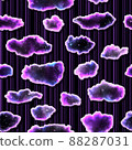 An illustration of abstract clouds with stars on a background of purple rain. Seamless texture imitating fabric. 88287031