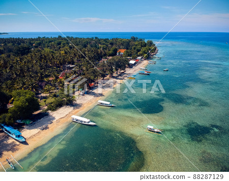 tropical beach with boats and a beautiful view from the top tropical beach with boats and a beautiful view from the top 88287129
