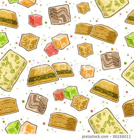 Vector Turkish Sweets seamless pattern Vector Turkish Sweets seamless pattern 88288011