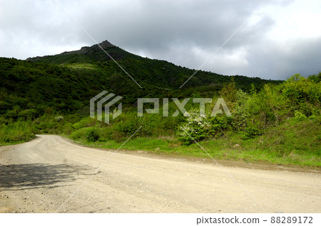 A path in a rural landscape with meadows in Crimea. Ukraine A path in a rural landscape with meadows in Crimea. Ukraine 88289172