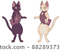Cafe clerk (black cat & brown tabby cat) 88289373