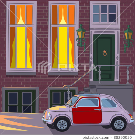 Amsterdam. Traditional brick house with a porch on the bank of the canal. Amsterdam. Traditional brick house with a porch on the bank of the canal. 88290030