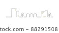 Simple and cute cityscape line illustration 88291508