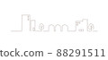 Simple and cute cityscape line illustration 88291511