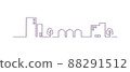 Simple and cute cityscape line illustration 88291512