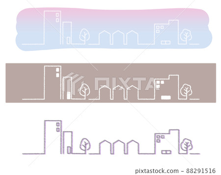 Simple and cute cityscape line illustration set 88291516