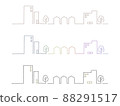 Simple and cute cityscape line illustration set 88291517