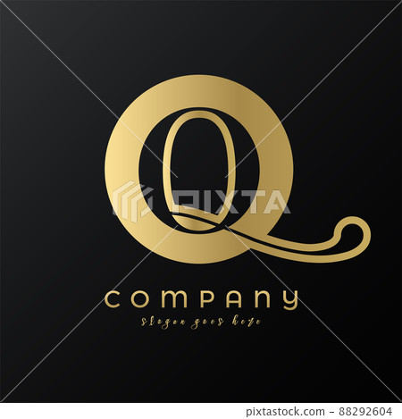 Abstract circle gold premium luxury letter Q... - Stock Illustration ...