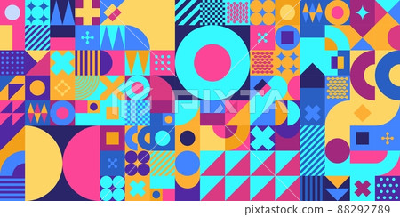 Seamless Abstract Vector Bauhaus Swiss Geometric Pattern Design Background  88292789
