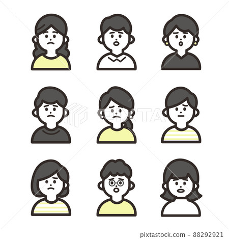 Sad person icon set two colors Sad person icon set two colors 88292921