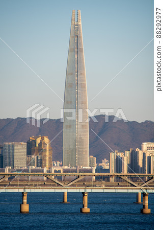 View of Lotte World Tower skyscraper in Seoul South Korea 88292977