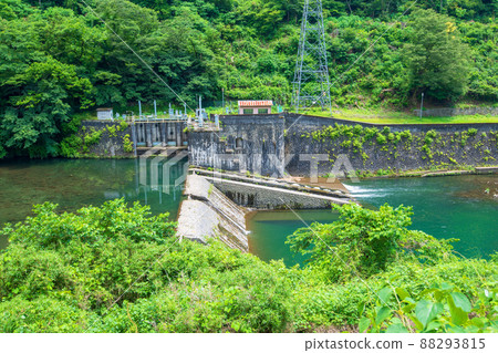 Watarase Valley Watarase River Dam near Kurohone Town Early summer scenery Watarase Valley Watarase River Dam near Kurohone Town Early summer scenery 88293815