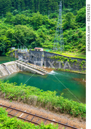 Watarase Valley Watarase River Dam near Kurohone Town Early summer scenery 88293828