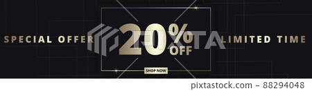 20 off sale banner. Special offer limited time 20 percent off. Sale discount offer. Luxury promotion banner 88294048
