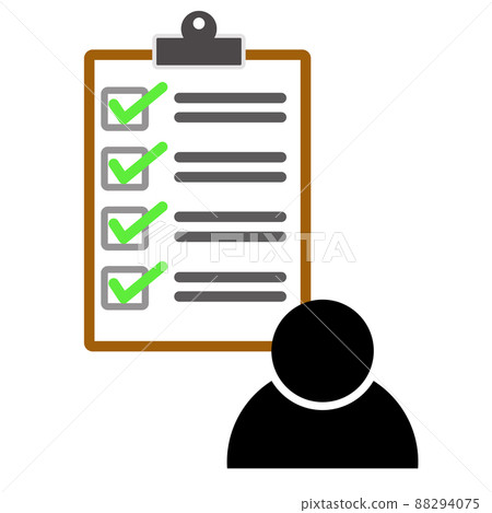 User checklist icon on white background. candidate approved symbol. Positive mark sign. flat style. 88294075