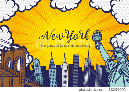 Pop art style New York cityscape background illustration 88294091